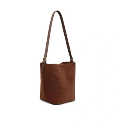 Immagine di borsa a tracolla in morbida pelle scamosciata, secchiello, tracolla, scamosciata per donna, marrone,Marrone