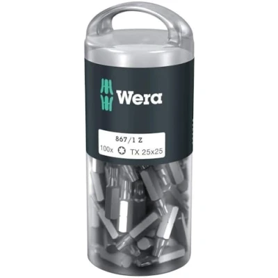 Immagine di Wera 867/1 Z TORX® DIY 100 SiS 05072449001 Inserto Torx T 25 Acciaio per utensili legato, duro D 6.3 pz.