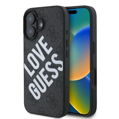 Immagine di CG MOBILE Guess custodia per iPhone 16 HC, resistente, antiurto, compatibile con Magsafe, PU 4G, logo Big Love Guess, colore nero