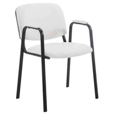 Immagine di CLP Sedia Visitatore Ken Pro Imbottita In Similpelle I Conferenza Portata Max 120 KG Riunioni Telaio Metallo, Colore:bianco