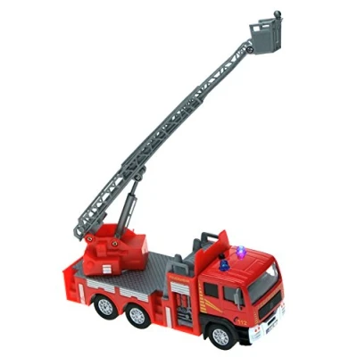 Immagine di Kids Globe Traffic 510126, camion dei pompieri con scala girevole, giocattolo per bambini luce e suono, rosso