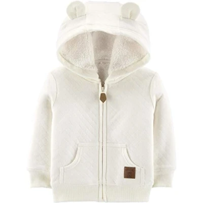 Immagine di Simple Joys by Carter&#039;s Hooded Sweater Jacket with Sherpa Lining Giacca in Pile, Avena, 12 Mesi Unisex Bimbi