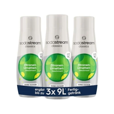 Immagine di SodaStream Sciroppo 3 lime al limone senza zucchero, 1 flacone produce 9 litri di bevanda preparata, preparato in pochi secondi e sempre fresco, x 440 ml