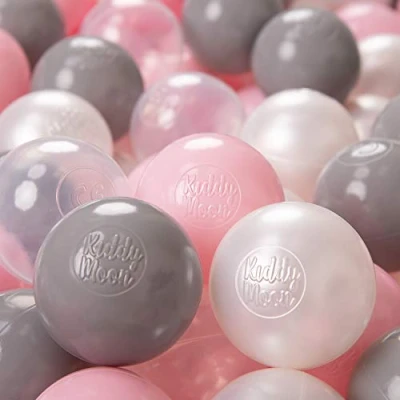 Immagine di KiddyMoon 200 ∅ 6CM Palline Morbide Colorate per Piscina Bambini Fatto in EU, Perla/Grigio/Trasparente/Rosa Chiaro
