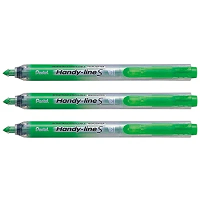 Immagine di Pentel Set di 3 evidenziatori Handy Line S retrattile/ricaricabile, colore: Verde chiaro