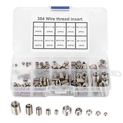 Immagine di 150 pz M3 M4 M6 M8 M10 M12 304 inserto di riparazione filettatura in acciaio inox filo a spirale elicoidale viti kit assortimento con scatola plastica