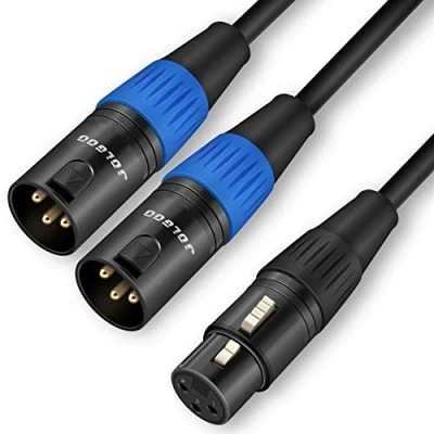 Immagine di JOLGOO cavo sdoppiatore XLR, microfono XLR femmina a doppio maschio, Y 2 maschi, 5 piedi