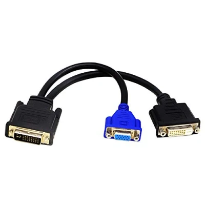 Immagine di zdyCGTime Wyse cavo splitter DVI I (24 + 5) maschio a D 1) e VGA (HD15) femmina paragonabile digitale Y (25,4 cm) to and