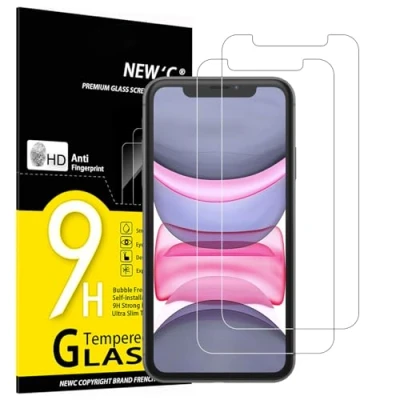 Immagine di NEW&#039;C 2 Pezzi, Vetro Temperato per iPhone 11 e XR (6,1 Pollici), Pellicola Prottetiva Anti Graffio, Impronte, Senza Bolle, Durezza 9H, 0,33mm Ultra Trasparente, Resistente