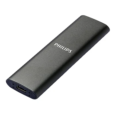 Immagine di PHILIPS SSD portatile esterno 1 TB Ultra sottile, SATA Speed USB C USB, lettura fino a 540 MB/s, scrittura 520 alluminio