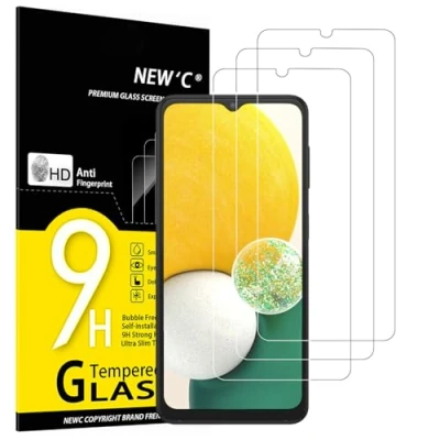 Immagine di NEW&#039;C 3 Pezzi, Vetro Temperato per Samsung Galaxy A13 5G, 4G, A04s, Pellicola Prottetiva Anti Graffio, Durezza 9H, 0,33mm Ultra Trasparente, Resistente