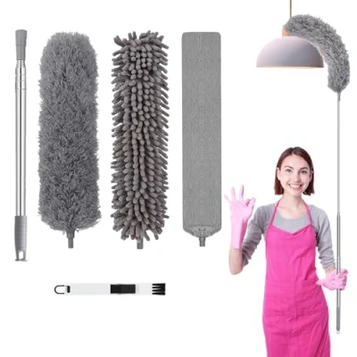 Immagine di Yolistar 5 Pezzi Spolverino per Polvere,Spazzole,Bastone Telescopico Pulizia,Bendable Corner Broom,Togli Ragnatele Allungabile 38 250cm,per Tetti Interni,TV,Ventilatori a Soffitto,Uffici