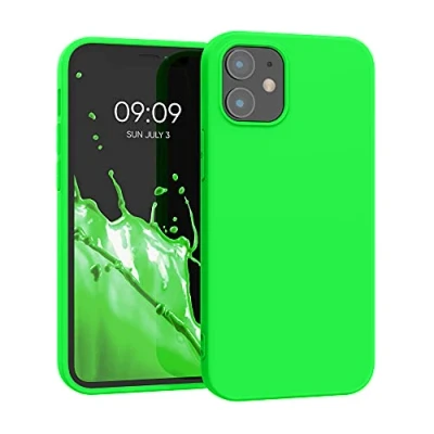 Immagine di kwmobile Custodia Compatibile con Apple iPhone 12 mini Cover Back Case per Smartphone in Silicone TPU Protezione Gommata verde fluorescente