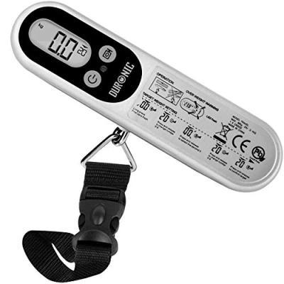 Immagine di Duronic LS1014 Bilancia digitale Pesa valigia bagaglio da viaggio fino a 50kg Cinghia e gancio resistenti Batterie incluse Compatto portatile trolley