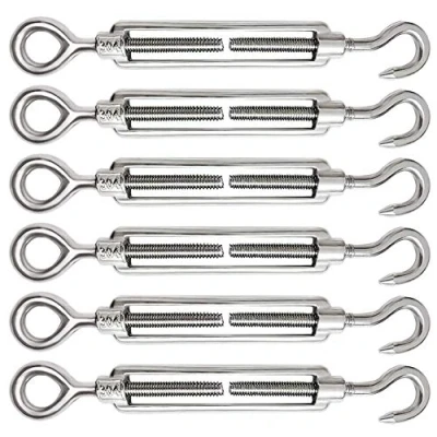 Immagine di 6 Pezzi M5 Tenditore Acciaio Inox 304 Filo Regolabile Tenditori Gancio e Occhiello per Cavi in Funi