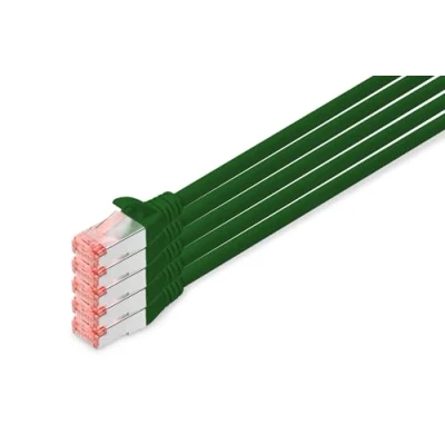 Immagine di Digitus DK 1644 100 G 5 RJ45 cavo di rete, patch CAT 6 S/FTP 10.00 m Verde Schermatura a fogli, totale, Schermato, Privo alogeni, Simplex,