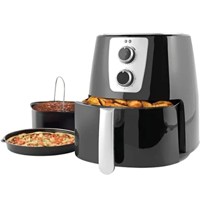 Immagine di Petra PT5175VDEEU10 Friggitrice ad aria 5.2L senza olio, timer da 30 minuti, vassoio per pizza e stampo torte inclusi, temperatura regolabile, circolazione dell&#039;aria calda, 1300 W