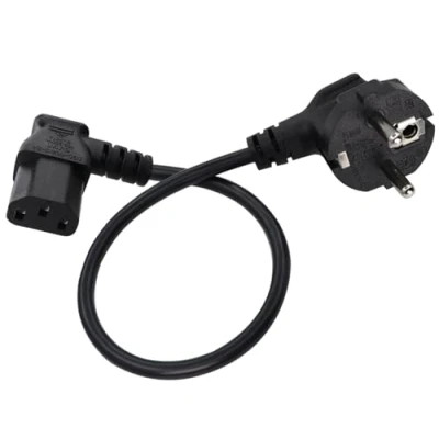 Immagine di HuaLiSiJi Cavo Alimentazione Schuko 10A 250V C13 di Protezione Del Contatto Tipo F (CEE 7/4) a Femmina, Per Computer Server Monitor Rice Cooker (Nero, 0.5m)