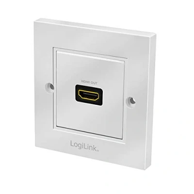 Immagine di LogiLink AH0017 presa HDMI da parete con 1 ad alta velocità Ethernet (presa esterna/presa interna) in bianco