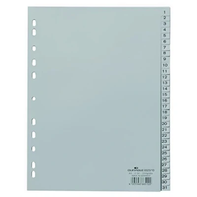 Immagine di Durable 652310 Divisorio con tasti prestampati 1 31, f.to A4 verticale, 31 tasti, foratura universale, grigio