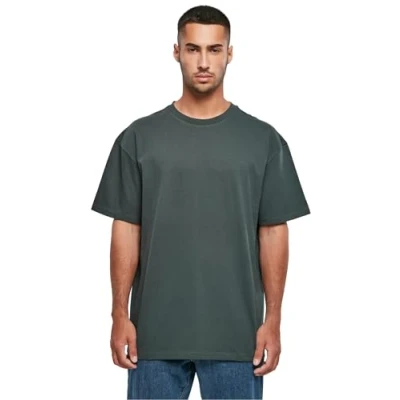 Immagine di Build Your Brand T Shirt da Uomo Heavy Oversize Tee, 100% Cotone, Colore Rosso Bottlegreen, XL, Verde Bottiglia