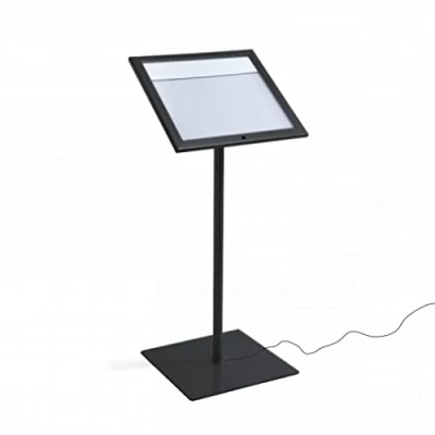Immagine di Danieli Porta Menu da Esterno 2xA4 Luminoso Bacheca a Leggio Espositore Nero Terra Portamenu Magnetico, Scrivibile Personalizzabile e Serratura, 2 Chiavi Incluse (2x A4 con LED)
