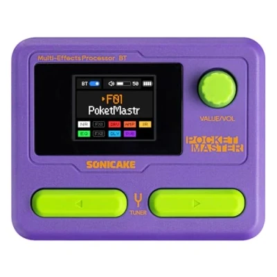 Immagine di SONICAKE Multieffetto Pedale per chitarra 9 Moduli effetti 100 Preset 20 Amp/Cab Processore di OTG Interfaccia audio USB BT con APP Pocket Master (Viola)