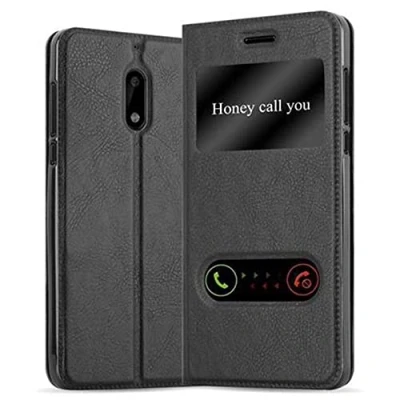 Immagine di Cadorabo Custodia Libro per Nokia 6 2017 in NERO COMETA con Funzione Stand e Chiusura Magnetica Portafoglio Cover Case Wallet Book Etui Protezione