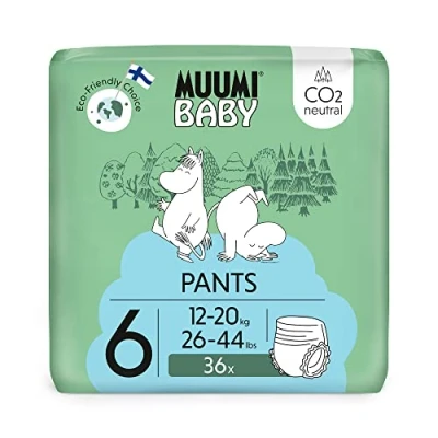 Immagine di Muumi Baby Eco pannolini a mutandina Taglia 6, 12 20 kg, 36 Premium per Pelli Sensibili