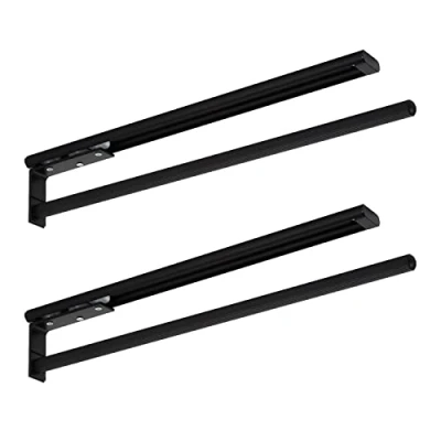 Immagine di SOTECH 2 pezzi Portasciugamani in alluminio TED 1 braccio nero opaco (450 730 mm, estensibile) telescopico per bagno o cucina