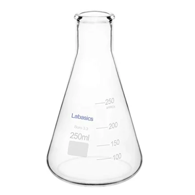 Immagine di Labasics Matraccio Erlenmeyer a Bocca Stretta, da Laboratorio Flask in Vetro Borosilicato con Bordo Resistente 250ml