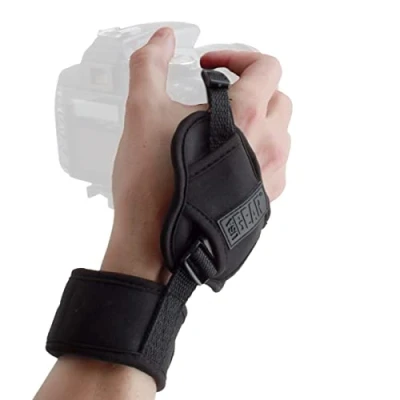 Immagine di USA Gear Cinghia de Mano in Neoprene per Fotocamera DSLR Reflex Imbottito Polso Impugnatura Rapida Compatibile con Canon EOS 700D, 100D, Nikon D3300, e Altri Nero