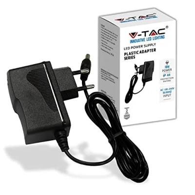 Immagine di V TAC Alimentatore 12V 18W 1,5A per Telecamere, Strisce LED, Modem Trasformatore Plug&amp;Play con Spina Corrente Casa Schermi e Apparecchiature Elettroniche Input AC 100 240V 50/60Hz