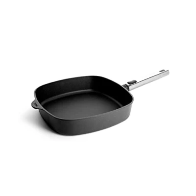 Immagine di Woll Diamond Logic XR Pro Padella in ghisa, quadrata, induttiva, 28 x cm, altezza 6,5 con manico rimovibile acciaio inox, adatta a tutti i tipi di fornelli, alluminio pressofuso,