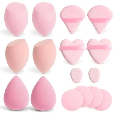 Immagine di AiQInu 16pz Spugnette Trucco Set, Beauty Blender Make Up, Spugnetta Fondotinta, Spugna Fondotinta per Miscelare Liquido Fondontinta Crema e Polvere