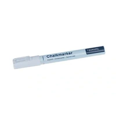 Immagine di Europel Pennarello a gesso 3 mm, bianco, 1 pezzo, blister, punta reversibile e scalpello