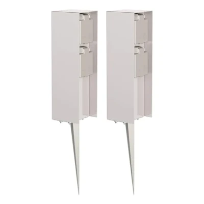 Immagine di ledscom.de 2 pezzi presa da giardino POMI con picchetto a terra per esterni, IP44, vie, acciaio inox, quadrata, 23cm
