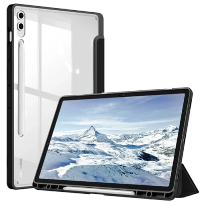 Immagine di FINTIE Custodia per Samsung Galaxy Tab S10+ Plus/S9 FE+ Plus/S9+ Plus 12.4 Pollici 2023 con S Pen Holder, Leggero Trasparente Cover Posteriore Bordo Antiurto, Auto Sveglia/Sonno, Lilla Viola
