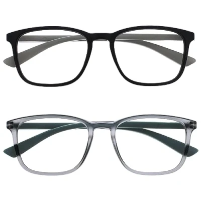 Immagine di OPULIZE Max Occhiali da Lettura Confezione 2 Montatura Classica Rettangolare Grande Nero Grigio Opaco Uomo Donna Unisex RR78 17 +1.00