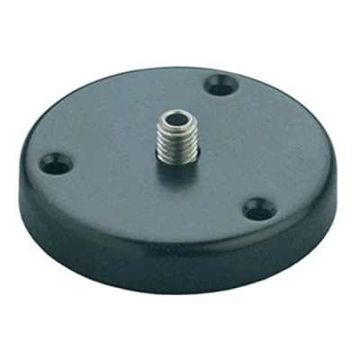 Immagine di K&amp;M 221 d Flangia da tavolo nera acciaio con attacco filettato 3/8&quot; altezza 1,3 cm, diametro 7,3 cm