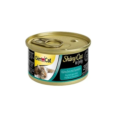 Immagine di GimCat ShinyCat in gelatina pollo e gamberetto, Cibo umido con carne frutta per gatti, Ricco di proteine, 24 Lattine, x 70 g