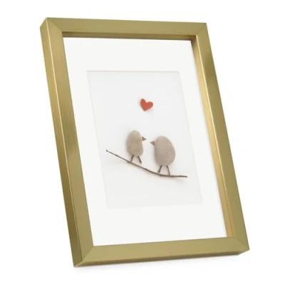Immagine di PHOTOLINI 3D cornice A4 21x30 cm oro, profonda con vetro e passe partout, per oggetti fino a 1,5 di profondità, legno MDF perfetta il fai da te come regalo