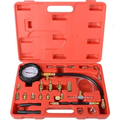 Immagine di Kit con manometro tester di pressione per iniettore della pompa del carburante, moto, camion, automobile, 0 140 PSI