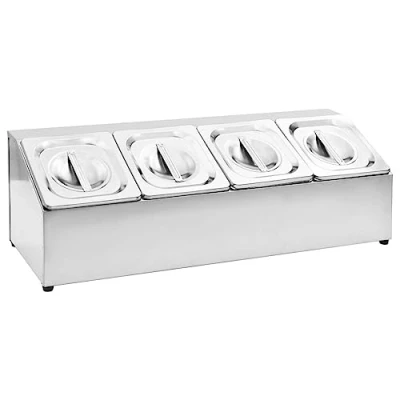 Immagine di vidaXL Supporto Gastronorm con 4 Contenitori GN 1/6 in Acciaio Inox