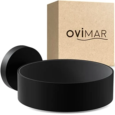 Immagine di ovimar Porta asciugacapelli Kvitoya Acciaio Inox Nero Opaco con Fissaggio a Parete per Foratura Imbottitura in Bagno