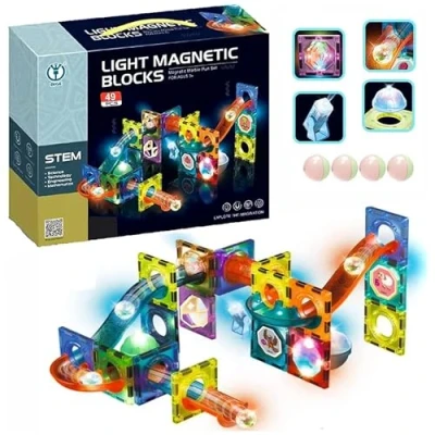 Immagine di CELMAN Costruzioni Magnetiche Set di Percorso per Biglie, Magnetic Tiles, Tessere e Tracciati Magnetici Bambini 3, 4, 5, 10 Anni Più, Montessori Kit Giochi Logica