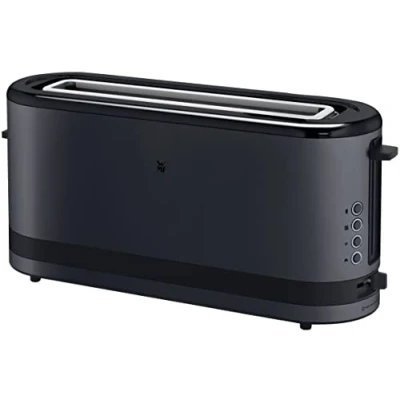 Immagine di WMF Küchenminis tostapane a taglio lungo, 2 fette con inserto per panini, misura XXL, funzione bagel, 7 livelli di doratura, 900 W, in acciaio inox opaco, nero