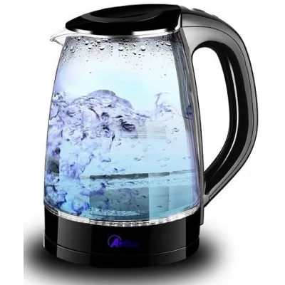 Immagine di ARDES AR1K47 Bollitore Elettrico in Vetro Borosilicato Acqua Capacità 1,8L con Arresto Automatico Senza Fili Base di Rotazione a 360 Tisane Tè