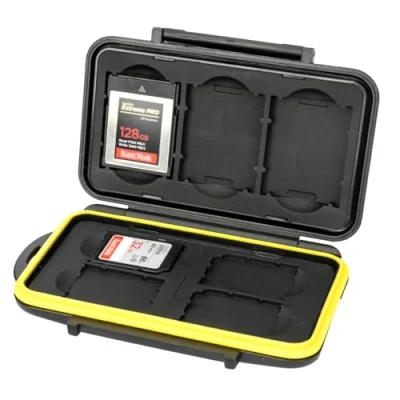 Immagine di JJC Memory Card Case Custodia Protettiva Immagazzinaggio Resistente All&#039;acqua per 4 x SD SDHC SDXC &amp; 3 XQD CFexpress Tipo B Carte