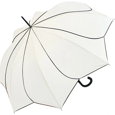 Immagine di Pierre Cardin Ombrello da donna, grande, stabile, con sistema automatico, a forma di girasole, bianco, 105 cm, apertura automatica